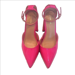 4.5 Heels Hot Pink Patent Leather Look Square Heel s6 b1